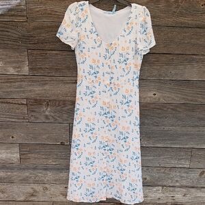 Draper James White, Blue & Orange Floral Dress Size 4